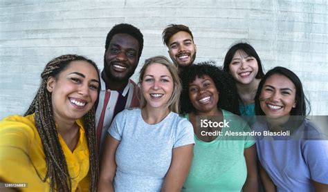 Group Multiracial Friends Having Fun Outdoor Happy Mixed Race People ...