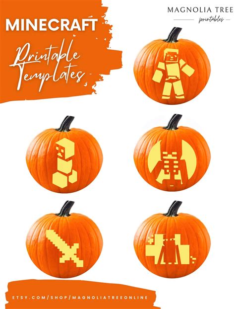 Minecraft Jack-o-lantern Stencils Minecraft DIGITAL DOWNLOAD PRINTABLE ...