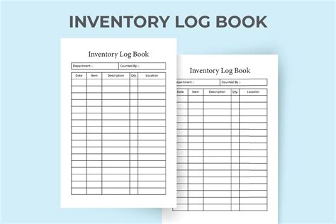 Inventory log book interior. Inventory management journal. Product inventory checklist interior ...