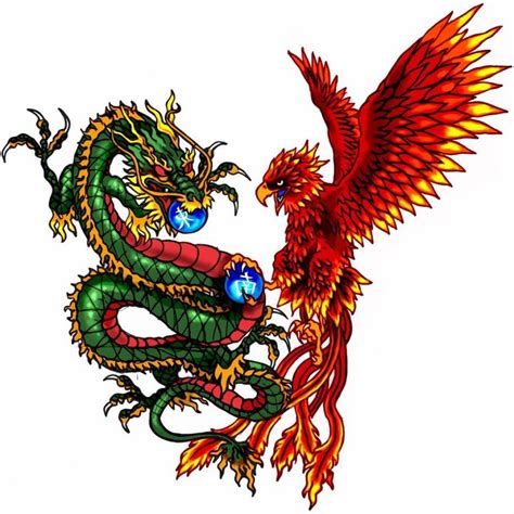 Dragon And Phoenix Tattoo Designs