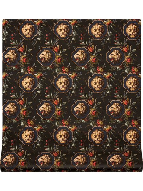 Gucci Grotesque Lion-print Wallpaper 70cmx8.2mt - Black | Editorialist