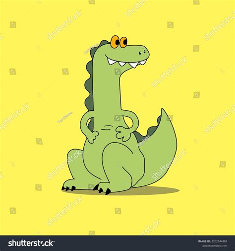 Cartoon Dinosaur On Yellow Background Drawings Stock Vector (Royalty ...