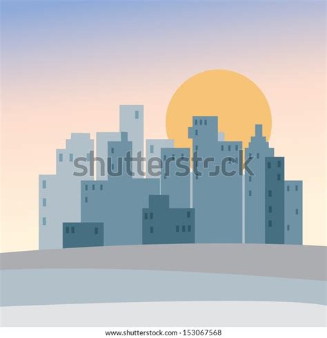 Cartoon City Landscape Sunset Vector Illustration Stock Vector (Royalty ...