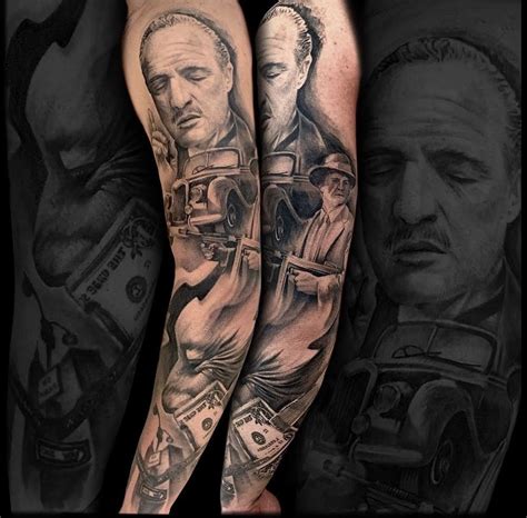 Godfather sleeve tattoo by Aggelos! Limited availability at Revival ...