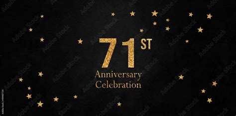 71st Anniversary celebration. Golden number 71 with golden stars ...