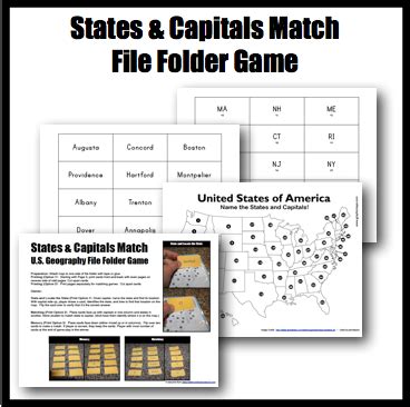 U.S. Geography States & Capitals File Folder Game - Half a Hundred Acre ...