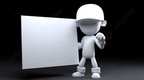 Blank Slate In The Hands Of A 3d Character Background, Male Cartoon ...