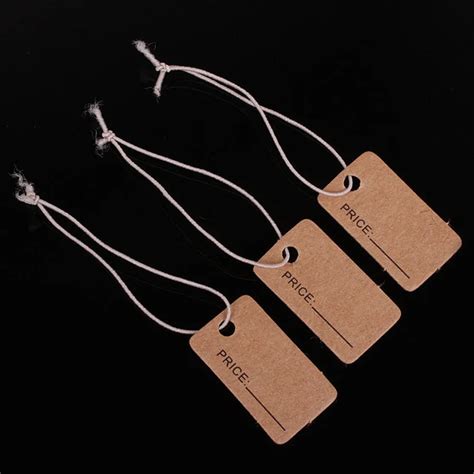 1.3x2.3cm Brown Kraft Paper Price Tags With String Label 1000PCS Note +String DIY Price Tag For ...