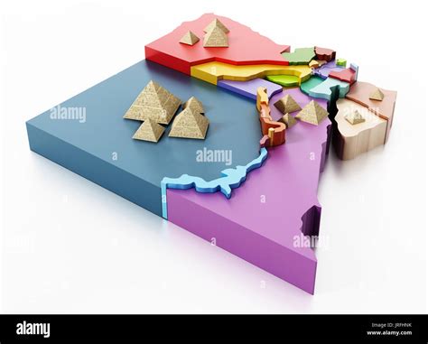 Egypt map with regions and pyramids. 3D illustration Stock Photo - Alamy