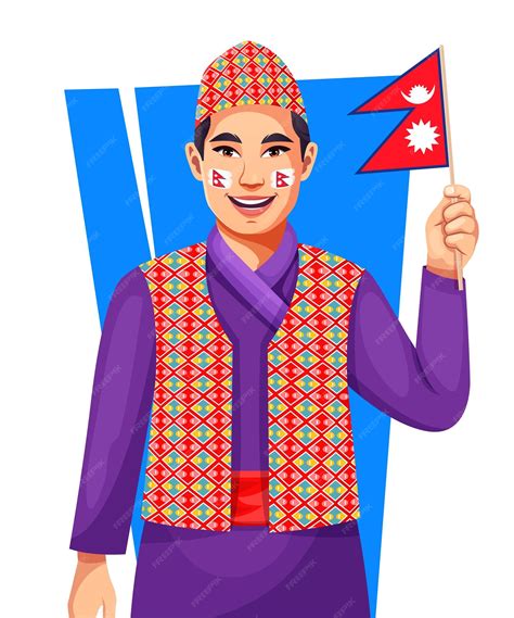 Premium Vector | Happy patriotic day nepali boy holding the nepal flag ...