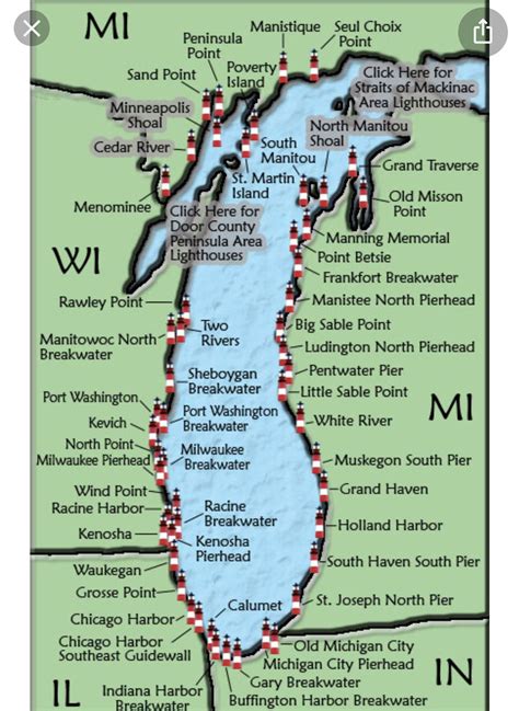 Printable Michigan Lighthouse Map - Printable Calendars AT A GLANCE