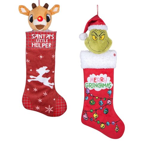 Grinch 25.5-in Red Musical Christmas Stocking in the Christmas Stockings department at Lowes.com