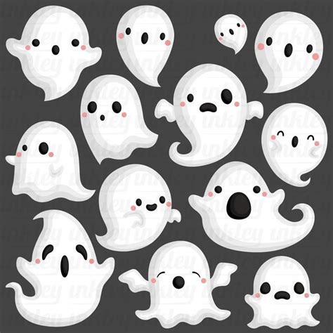 Halloween Ghost Clipart Cute Ghost Clip Art Holiday Event | Etsy ...