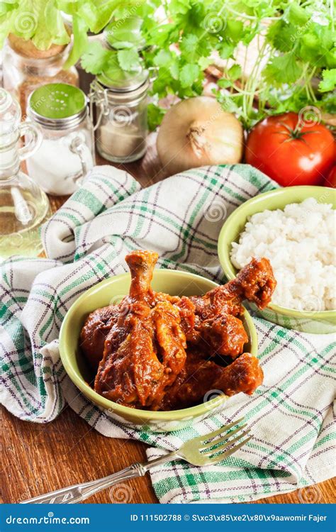 Chicken Drumsticks Curry with Rice Stock Photo - Image of tomato, rice: 111502788