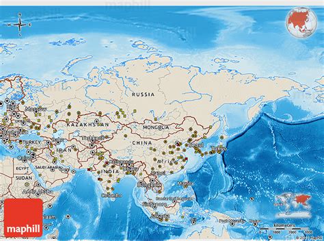 Shaded Relief 3D Map of Asia