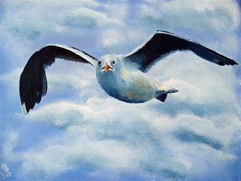 Seagull In Flight Painting by Martin Girolami