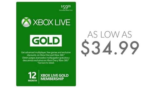 Xbox Live 12 Month Gold Card As Low As $34.99!