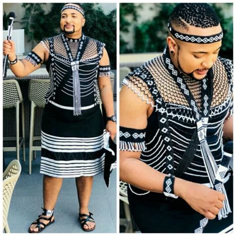 Clipkulture | Spitch Nzawumbi In Black & White Xhosa Male Traditional Attire With Beaded Accessories