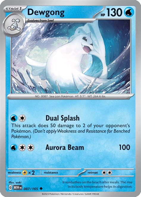 Pokemon TCG Card Game (SV3 151) – Dewgong [Aurora Beam | Ice Beam] 087/165 – Bazaverse – Lo Shop ...