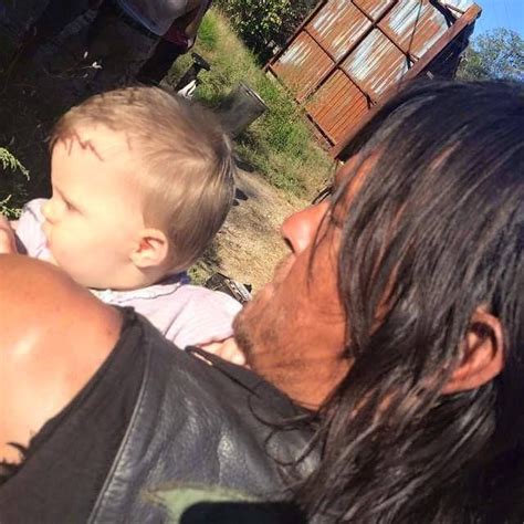 Norman Reedus and baby Judith on the set of The Walking Dead | The ...