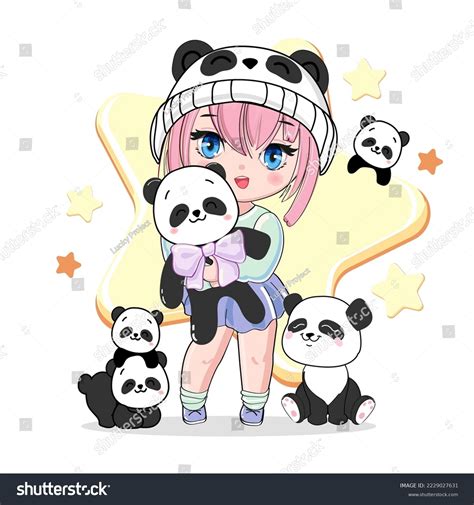 Cute Cartoon Anime Girl Panda Toys Stock Vector (Royalty Free ...