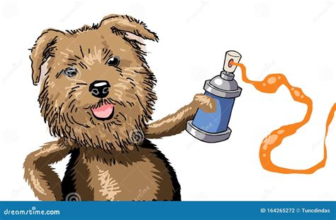 Graffiti Street Artist Dog with Spray Can Paint Stock Vector - Illustration of flyer, funny ...