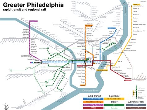 Philadelphia rapid transit and regional rail [1100x825][oc] : MapPorn