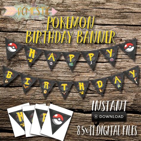 Pokemon Birthday Banner Pokemon Decorations Pokemon