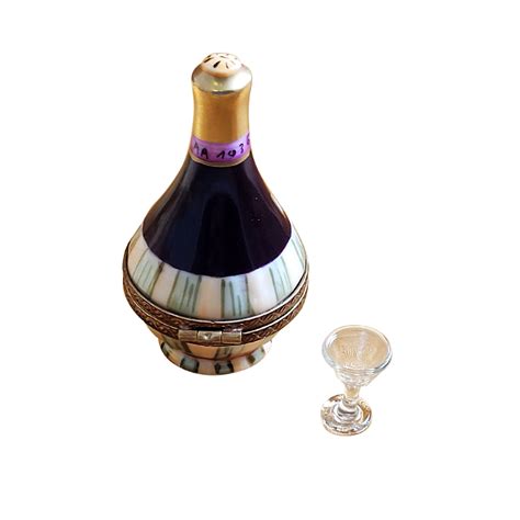 Chianti Bottle in Basket with Removable Glass - The Limoges Lady