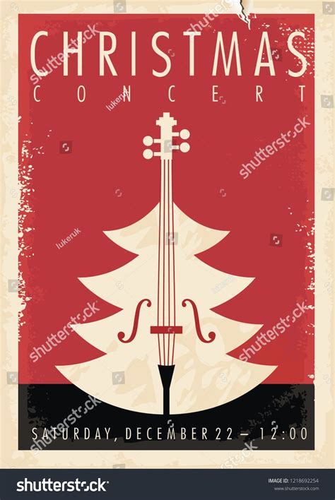 Christmas concert retro poster design for musical event. New year ...