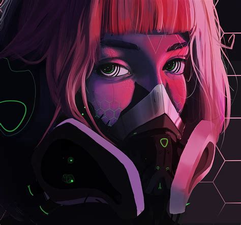 Respirator, face, mask, cyberpunk, girl, eyes, HD wallpaper | Peakpx