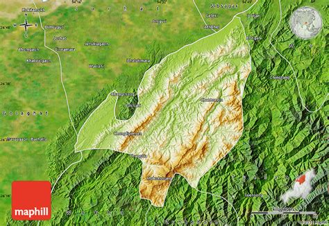 Physical Map of Mokokchung, satellite outside