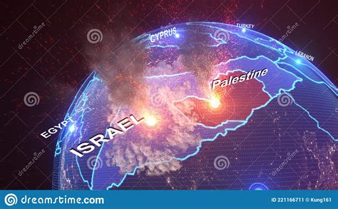 Close Up Map of the Middle East with Explosion Ver 2 Stock Image - Image of fire, israel: 221166711
