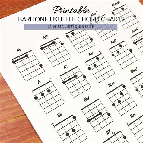 Baritone Ukulele Chord Charts, Printable PDF Format, Letter Size, Print at Home - Etsy