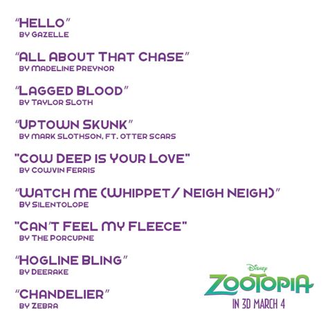 Image - List of Songs.png | Zootopia Wiki | FANDOM powered by Wikia