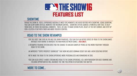 MLB The Show 16 - New Road to the Show, Showtime Details & Tentative ...