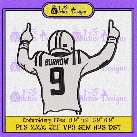 Joe Burrow Football NFL Embroidery Design - Witches Designs