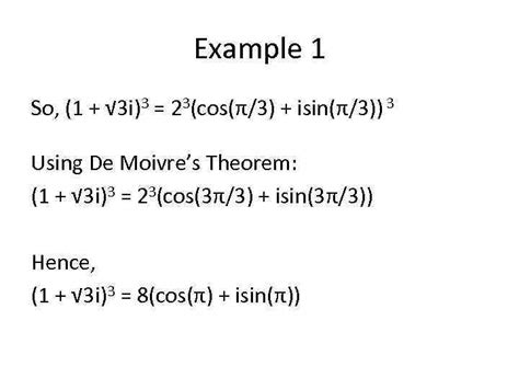 Complex Numbers More Examples using De Moivre s Theorem