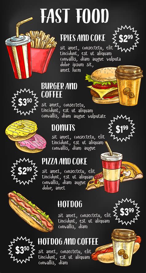 Fast food menu on chalkboard design 13055664 Vector Art at Vecteezy