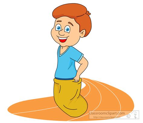 Recreation Clipart- boy-playing-in-a-sack-race - Classroom Clipart