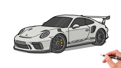 How to draw a PORSCHE 911 GT3 RS 2018 / drawing porsche 911 991 2019 ...