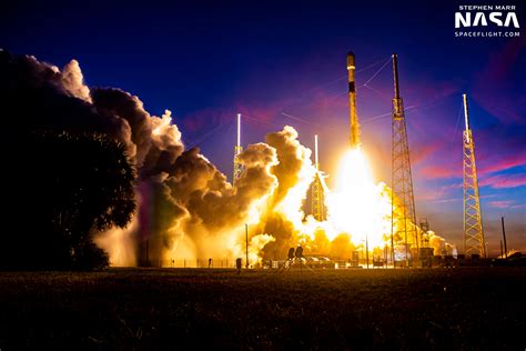 Liftoff (finally!) of Falcon 9 into the twilight. : r/spacex