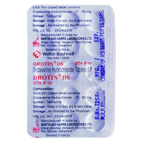 Drotin DS Tablet 15's Price, Uses, Side Effects, Composition - Apollo Pharmacy