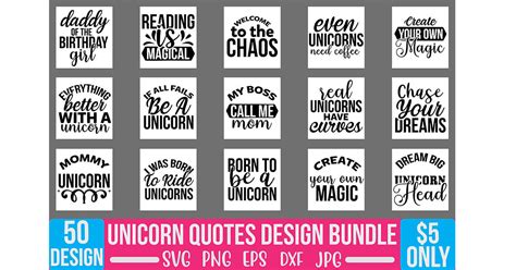 Unicorn Quotes Design Bundle Bundle · Creative Fabrica