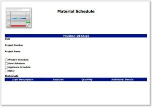 Free Material Schedule Template for Construction - GoCanvas