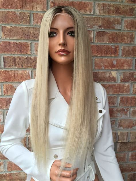 Ash blonde Full lace wig 24" Silk straight | Human hair wigs blonde, Front lace wigs human hair ...