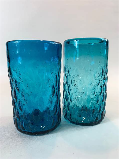 Vintage Blue Glass Tumblers | Etsy | Blenko glass, Glass tumbler, Glass