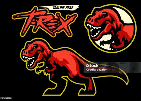 Red Trex Dinosaur Mascot Illustration Stock Illustration - Download ...