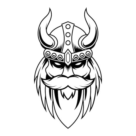 Premium Vector | Old man viking head black and white mascot logo design ...