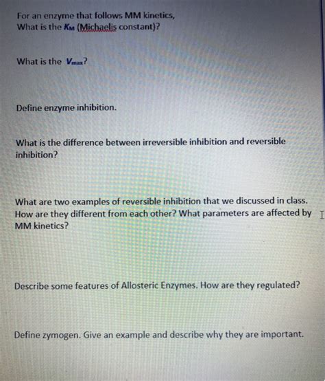 Solved For an enzyme that follows MM kinetics, What is the | Chegg.com